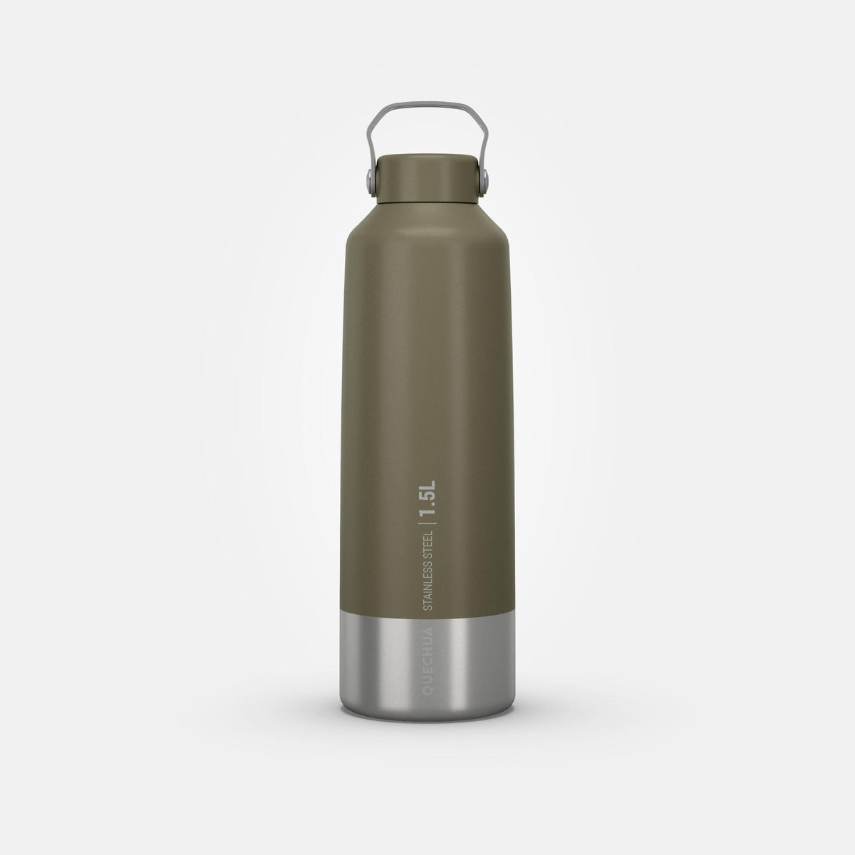 Quechua Stainless Steel Hiking Flask With Screw Cap MH100 1.5 L Khaki