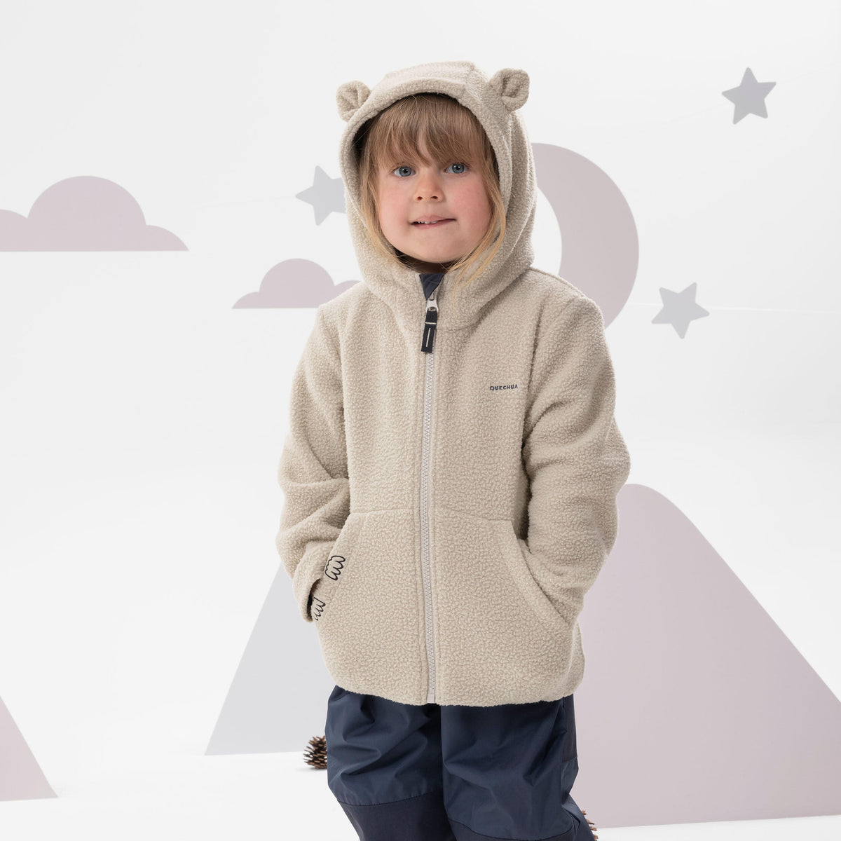 Quechua Kids' Hiking Fleece - MH500 KID Beige - Ages 2