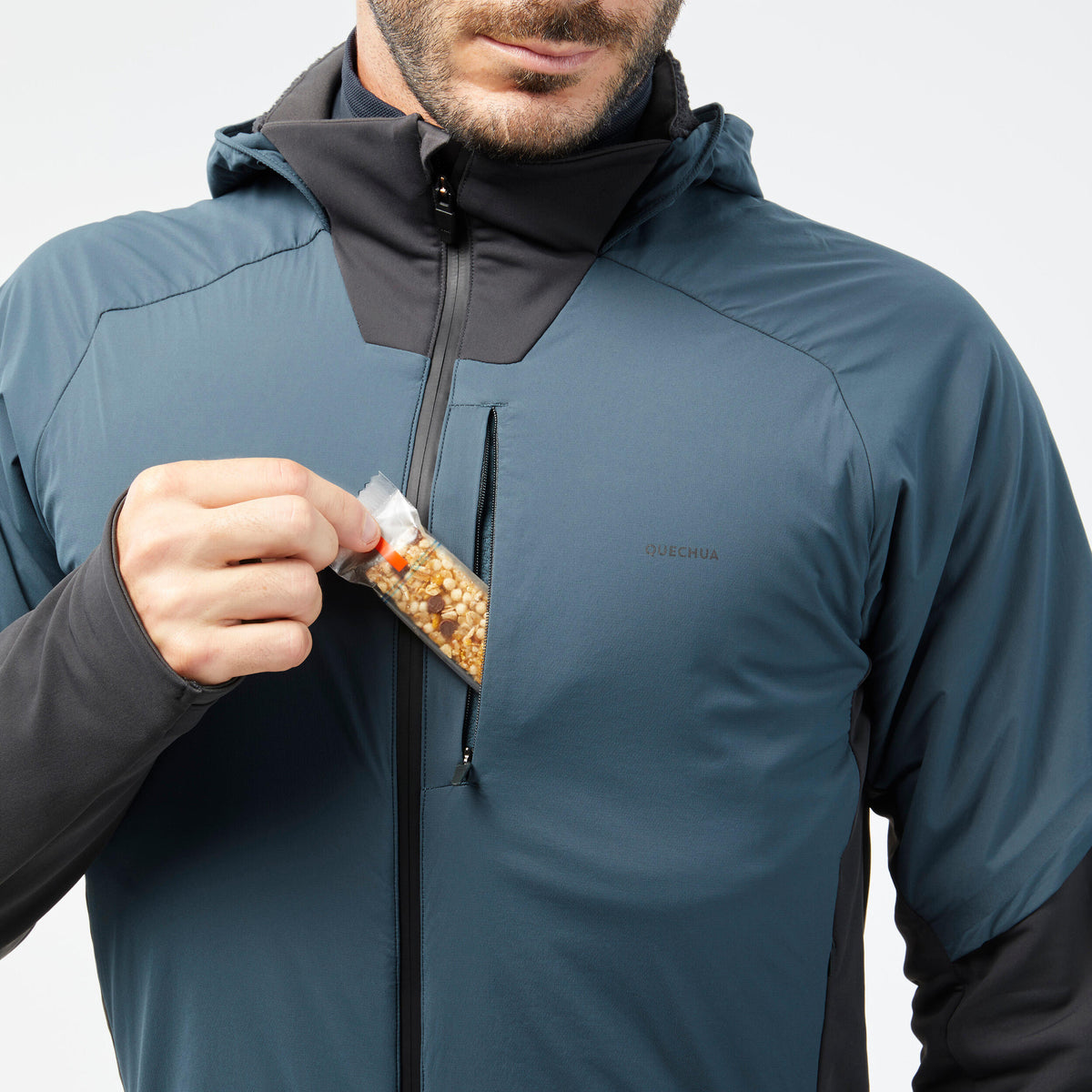 Quechua Men’s Hiking Hybrid Hooded Fleece Jacket 