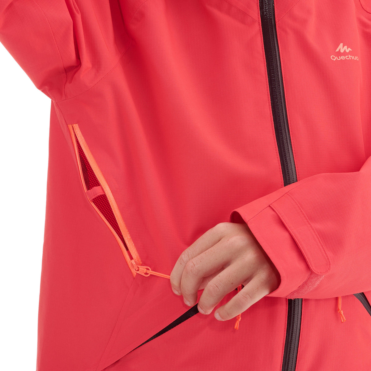 Quechua Kids’ Waterproof Hiking Jacket - MH550 - Coral - Age 7