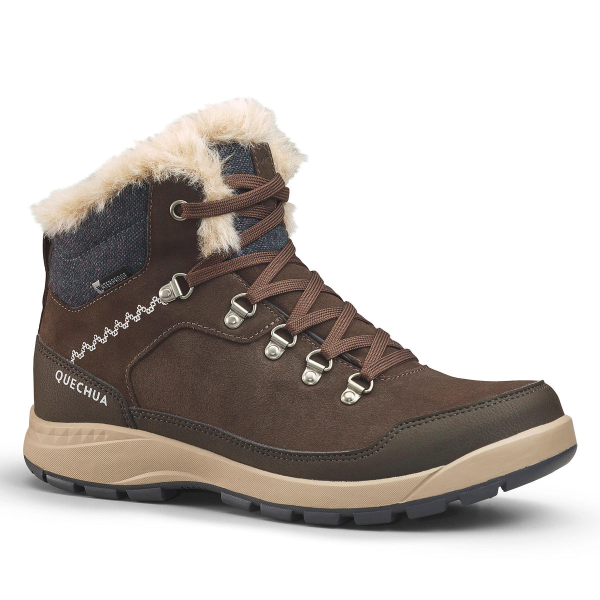 Quechua Women’s Leather Warm Waterproof Snow Boots 
