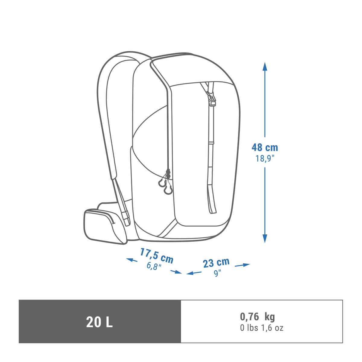 Quechua Mountain Hiking Backpack 20L 