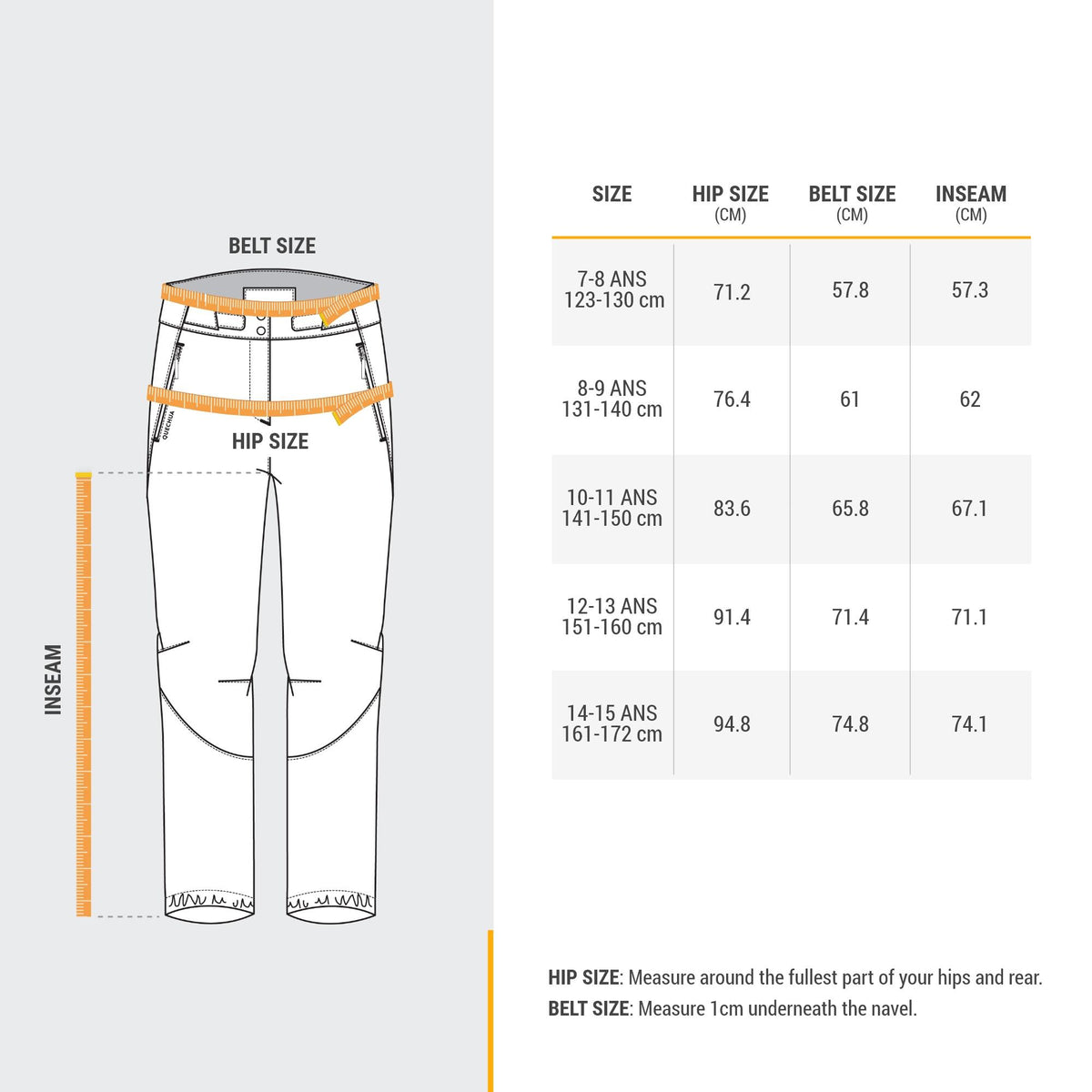 Quechua CHILDREN'S HIKING WARM WATER REPELLENT TROUSERS 