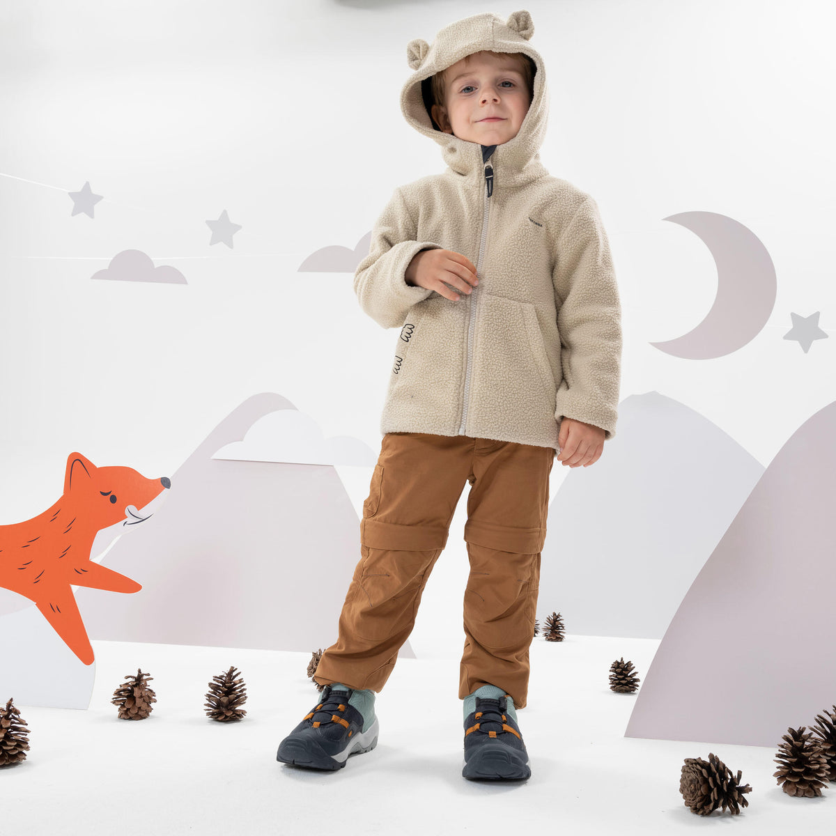 Quechua Kids' Hiking Fleece - MH500 KID Beige - Ages 2