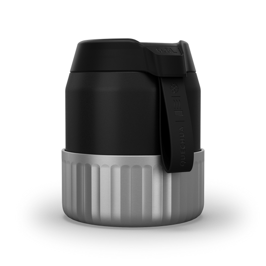 Quechua Stainless Steel Isothermal Food Box For Hiking MH500 0.8 L With Bowl Black
