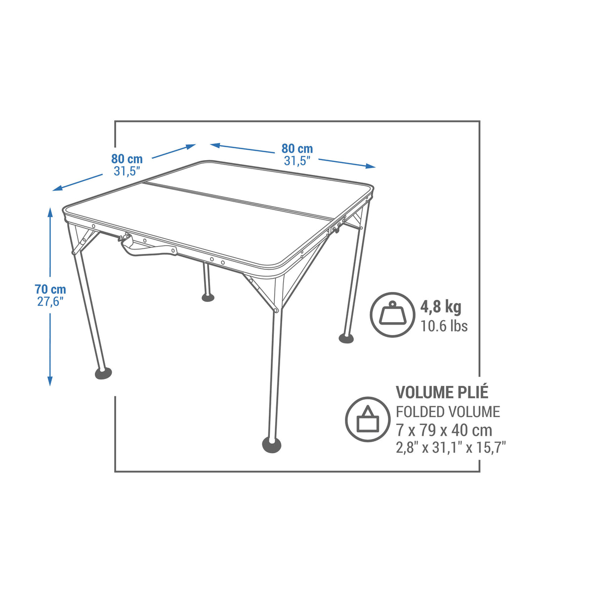 Quechua FOLDING CAMPING TABLE - 4 PEOPLE