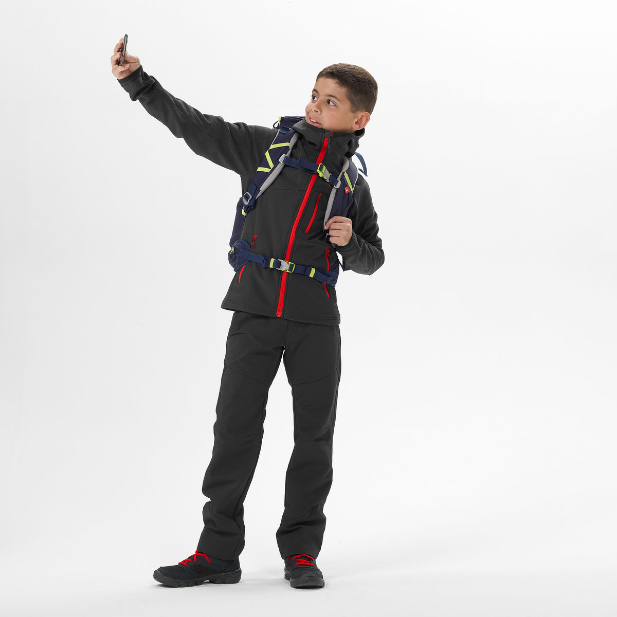 Quechua Kids’ Softshell Hiking Jacket - MH550 Black 
