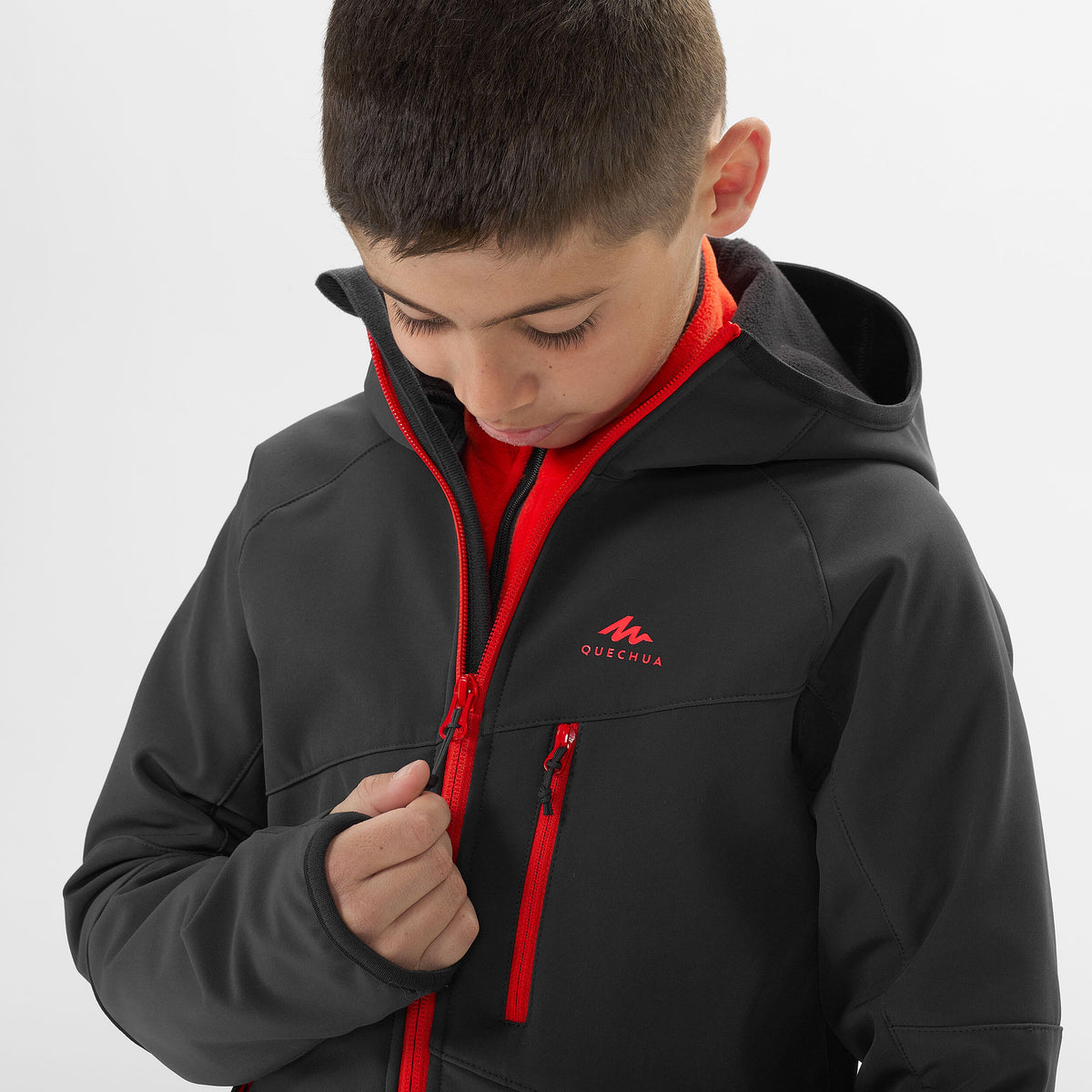 Quechua Kids’ Softshell Hiking Jacket - MH550 Black 