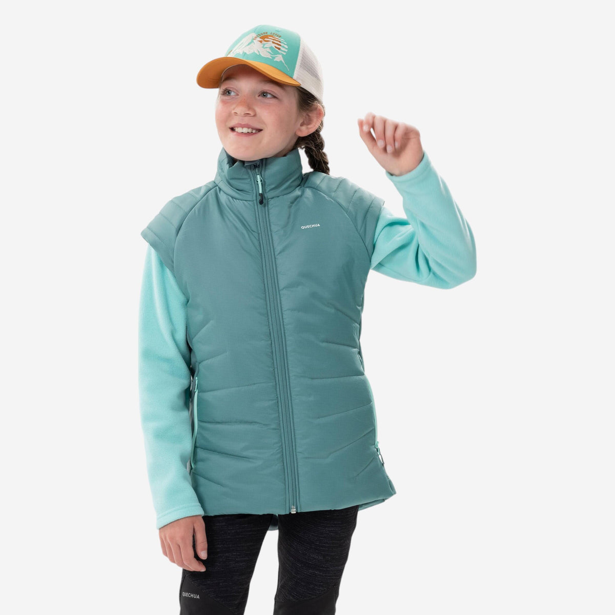 Quechua KIDS’ PADDED HIKING GILET - HYBRID AGED 7-15 