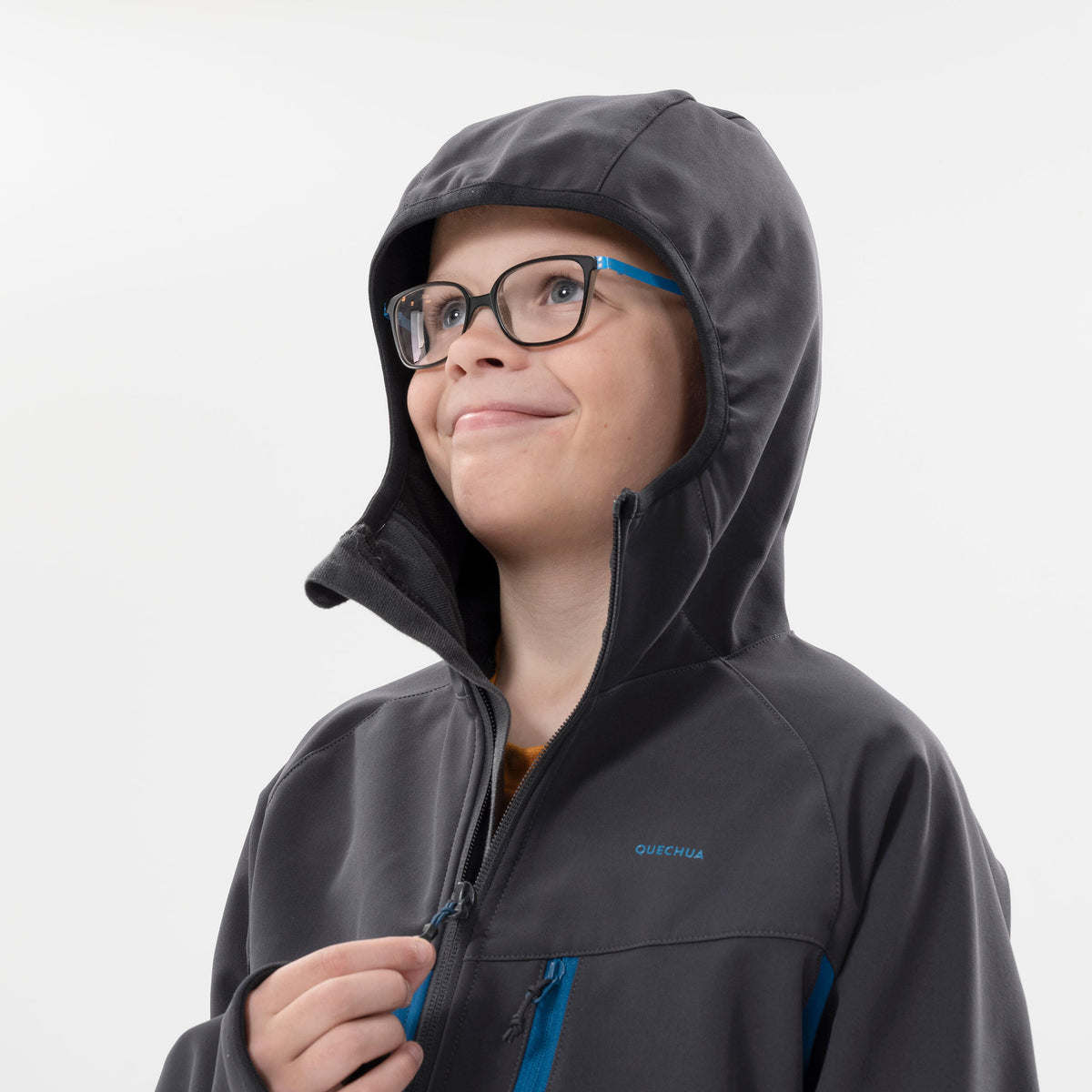 Quechua Kids’ Softshell Hiking Jacket - MH550 Black 