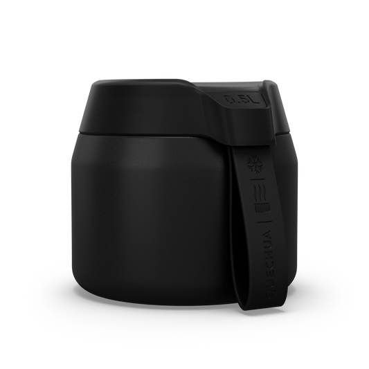 Quechua Stainless Steel Isothermal Food Box For Hiking MH500 0.5 L Black