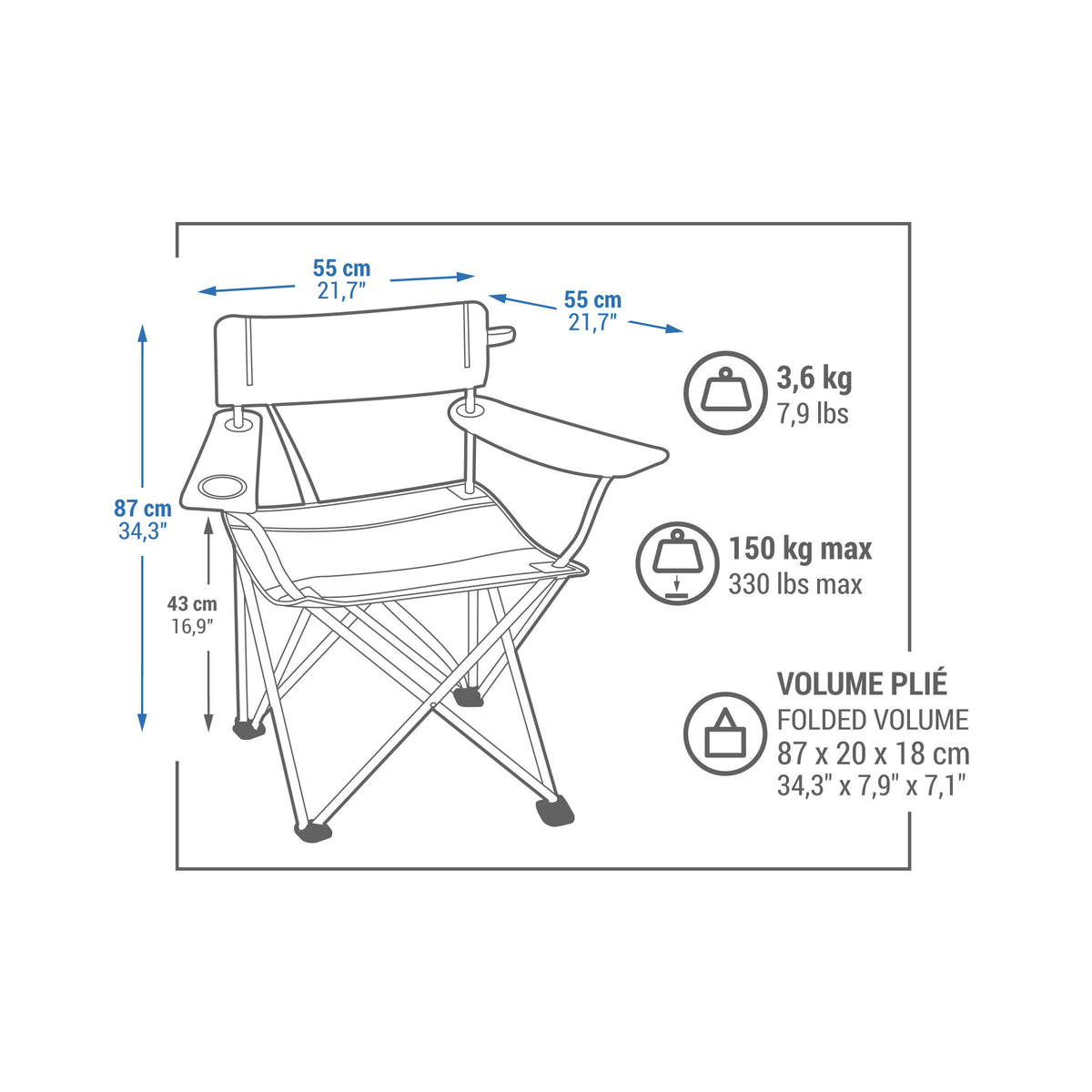 Quechua Camping Big Folding Armchair - Basic XL