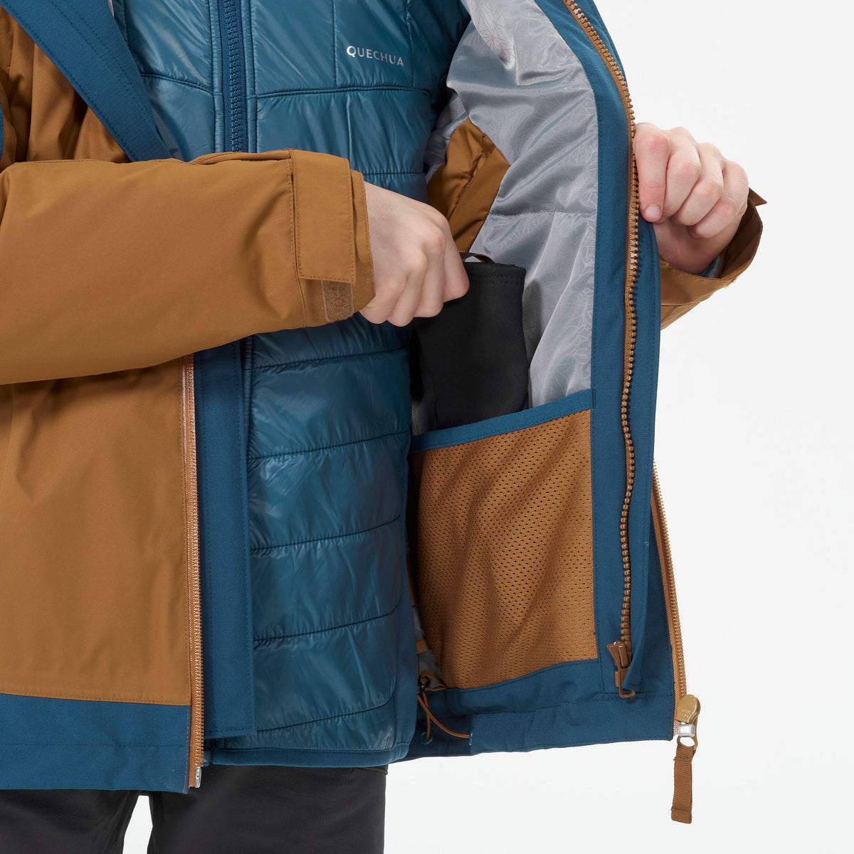 Quechua KIDS’ 3-in-1 WATERPROOF HIKING JACKET - SH500 X-WARM -8°C - AGES 7