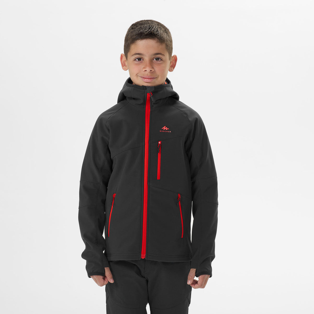 Quechua Kids’ Softshell Hiking Jacket - MH550 Black 