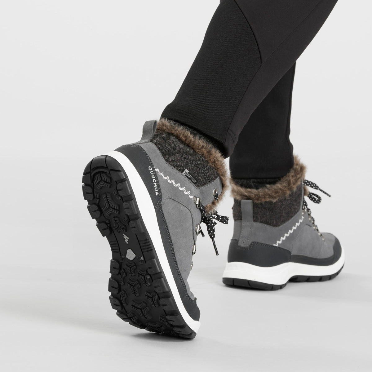 Quechua Women’s Leather Warm Waterproof Snow Boots 