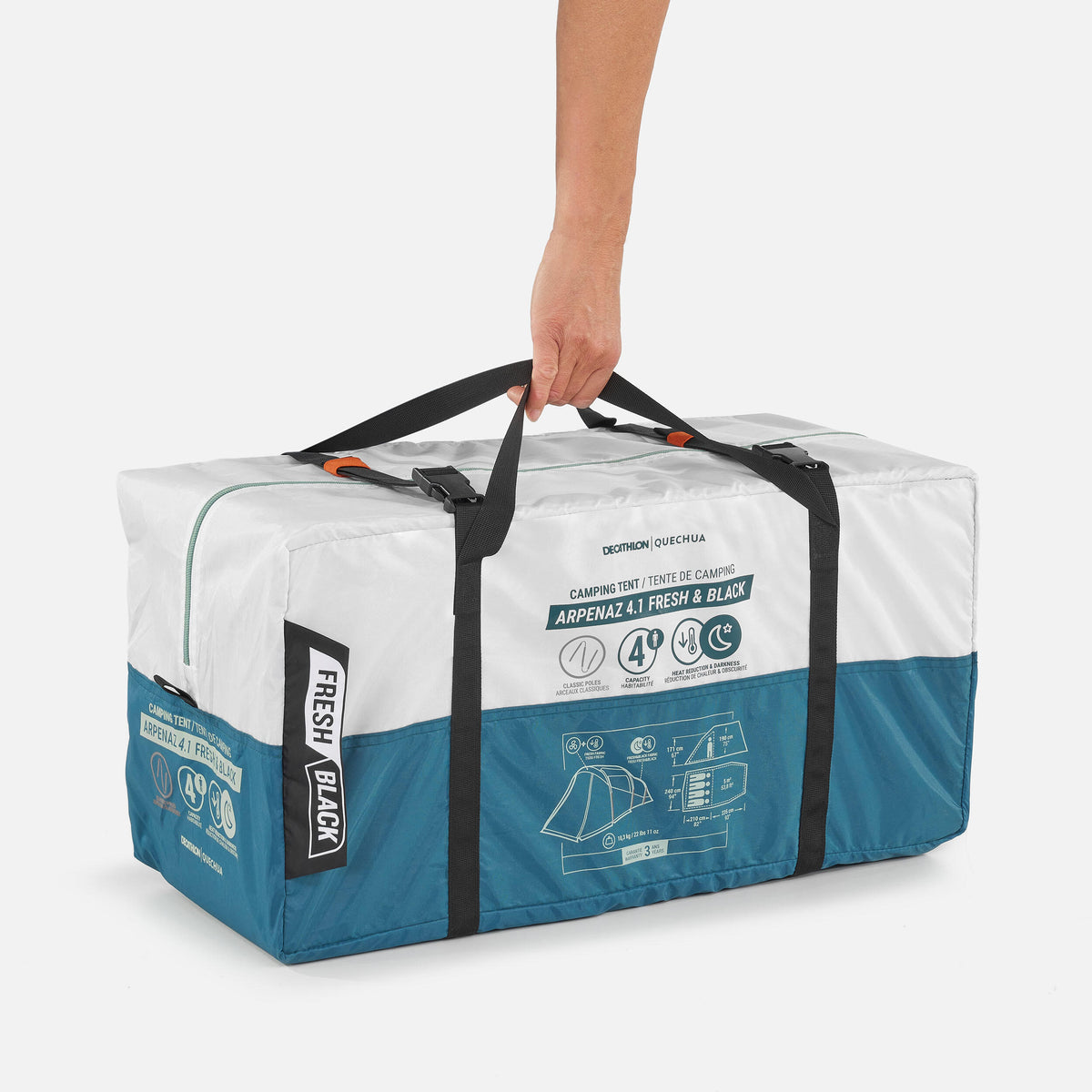 Quechua 4 Man Blackout Tent With Poles 