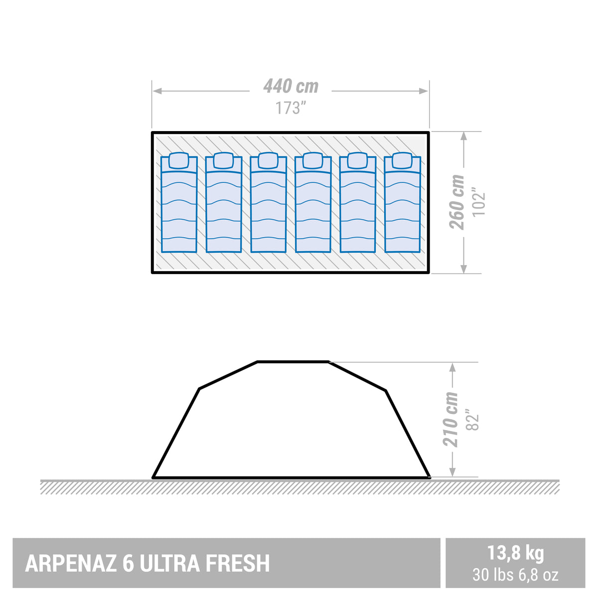 Quechua 6 Man Tent With Poles 