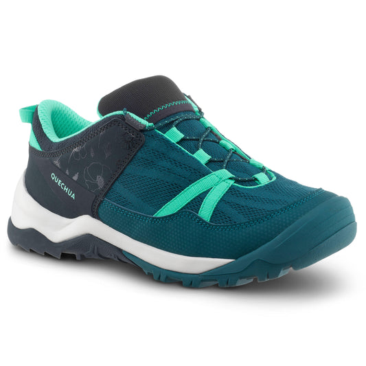 Quechua Kids’ Crossrock Hiking Shoes With Quick Lacing, Turquoise, From Size 35 To 38