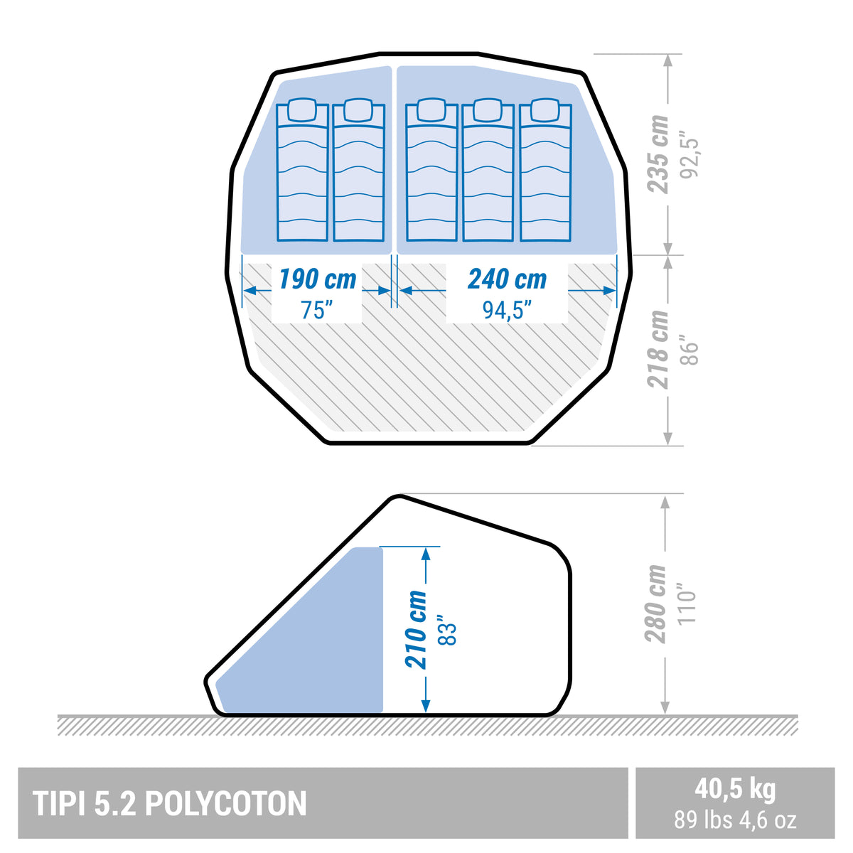 Quechua 5 Man Teepee Tent 
