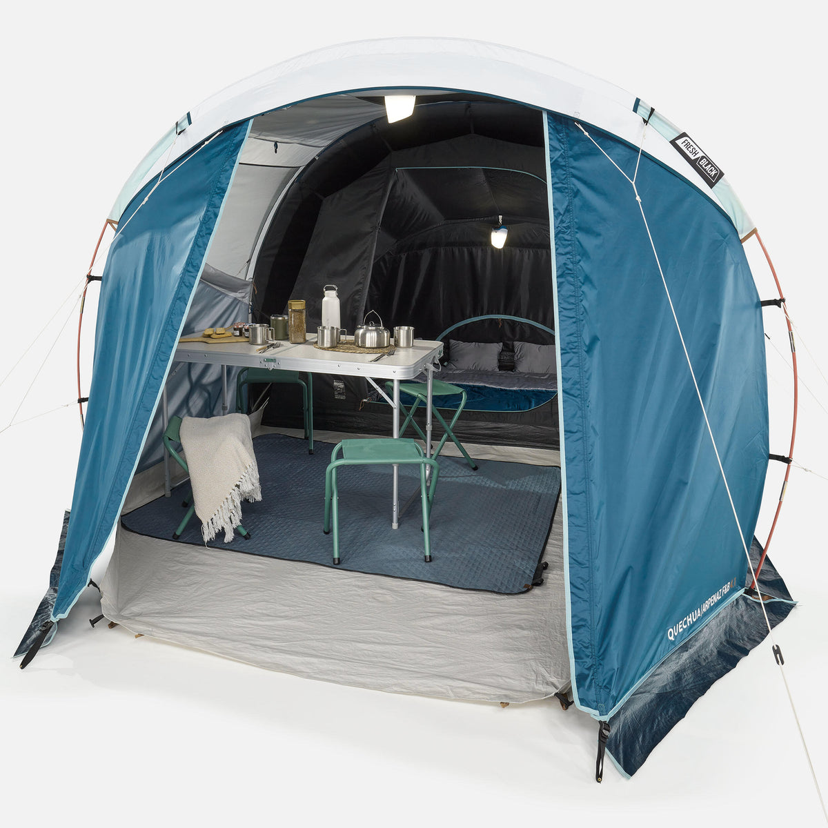 Quechua 4 Man Blackout Tent With Poles 