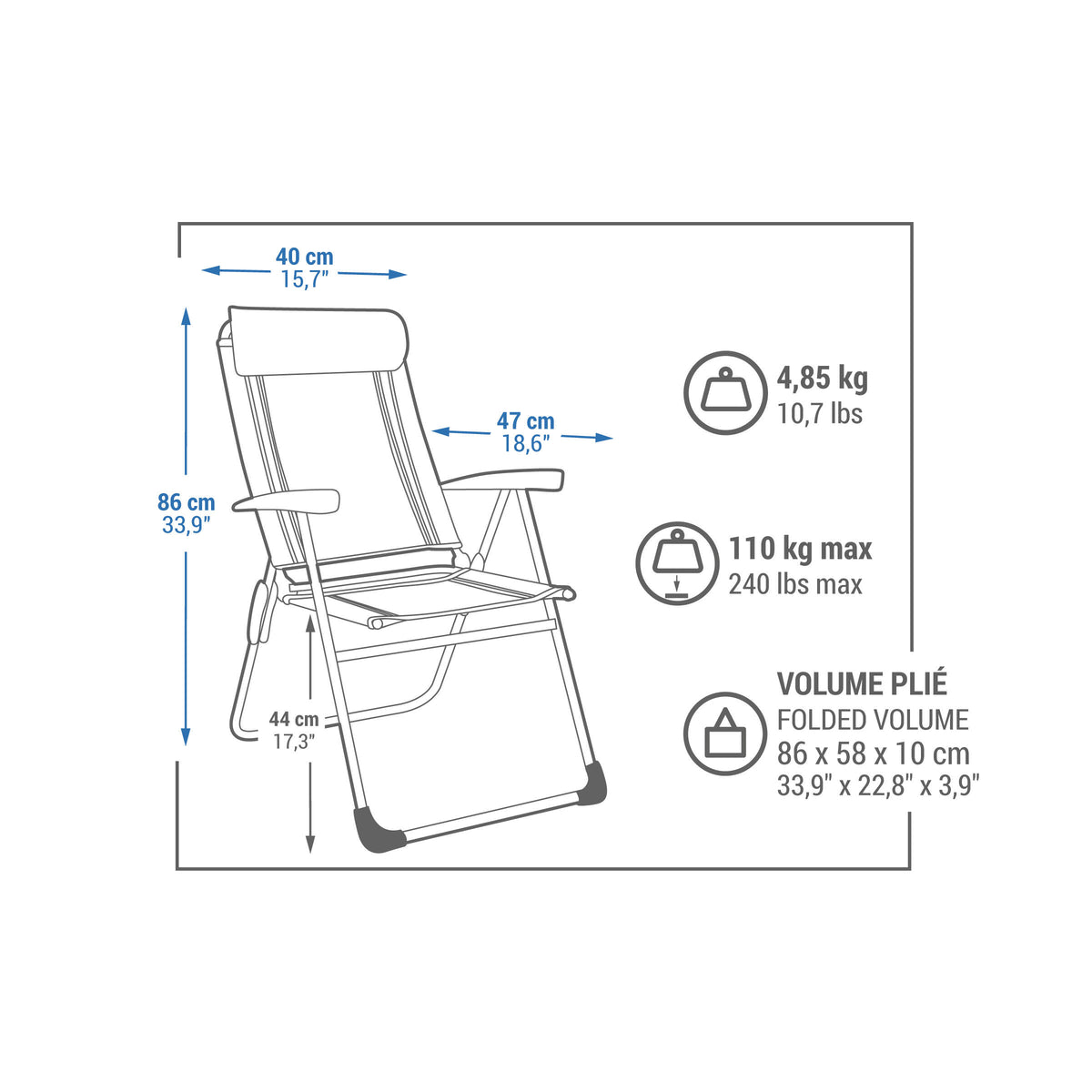 Quechua Folding Reclining Camping Chair