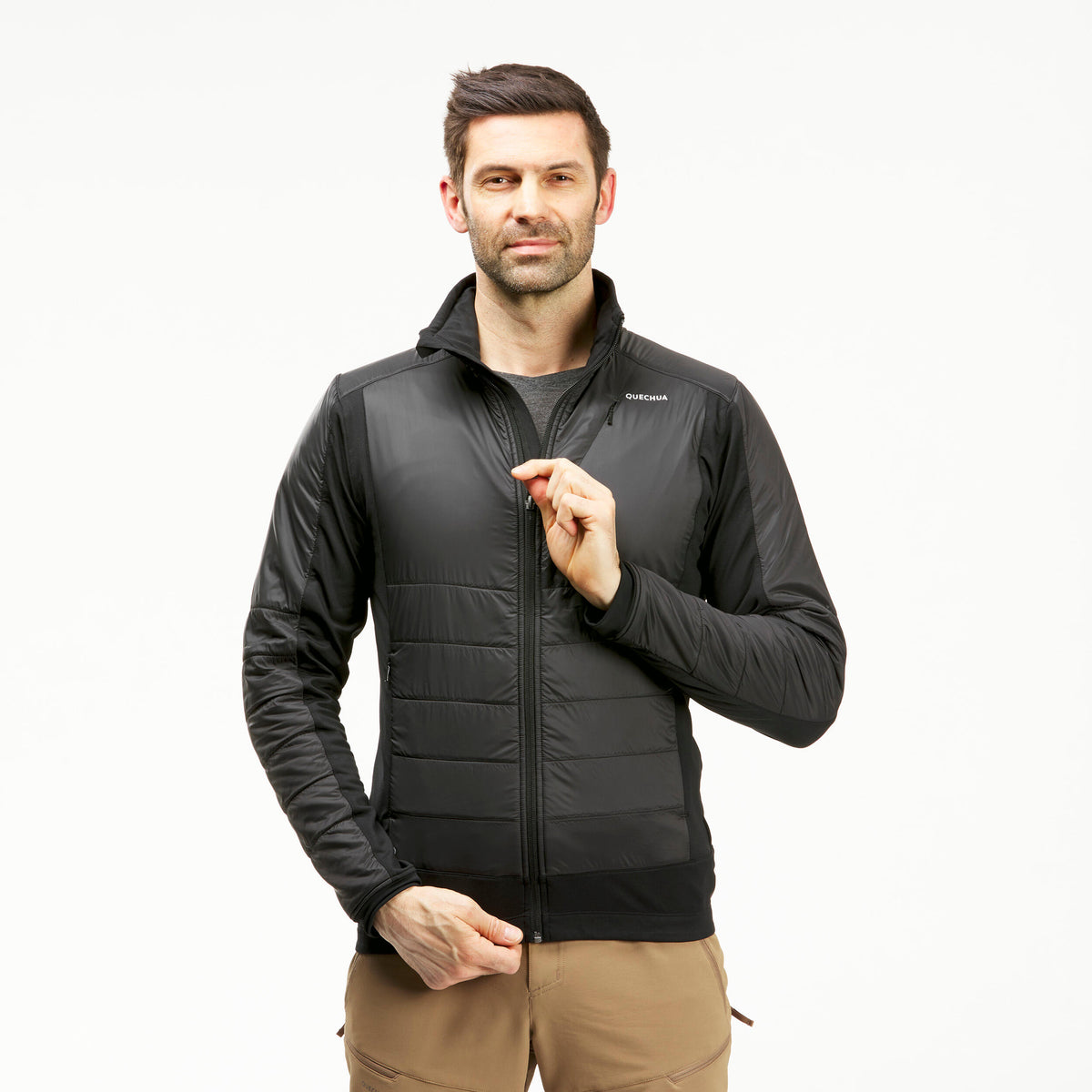 Quechua Men's Warm Hybrid Fleece Hiking Jacket 